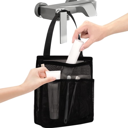 Arsvita Portable Mesh Shower Caddy Gym Travel Camp Dorm Room Essentials for College Student Boy Girl Bathroom Shower Bag(Black)