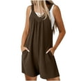 thumbnail image 5 of HaiMao Slim Ropers for Women Clearance Summer Casual Solid Spaghetti Strap Short Overalls V Neck Beach Jumpsuit Brown L(L), 5 of 9
