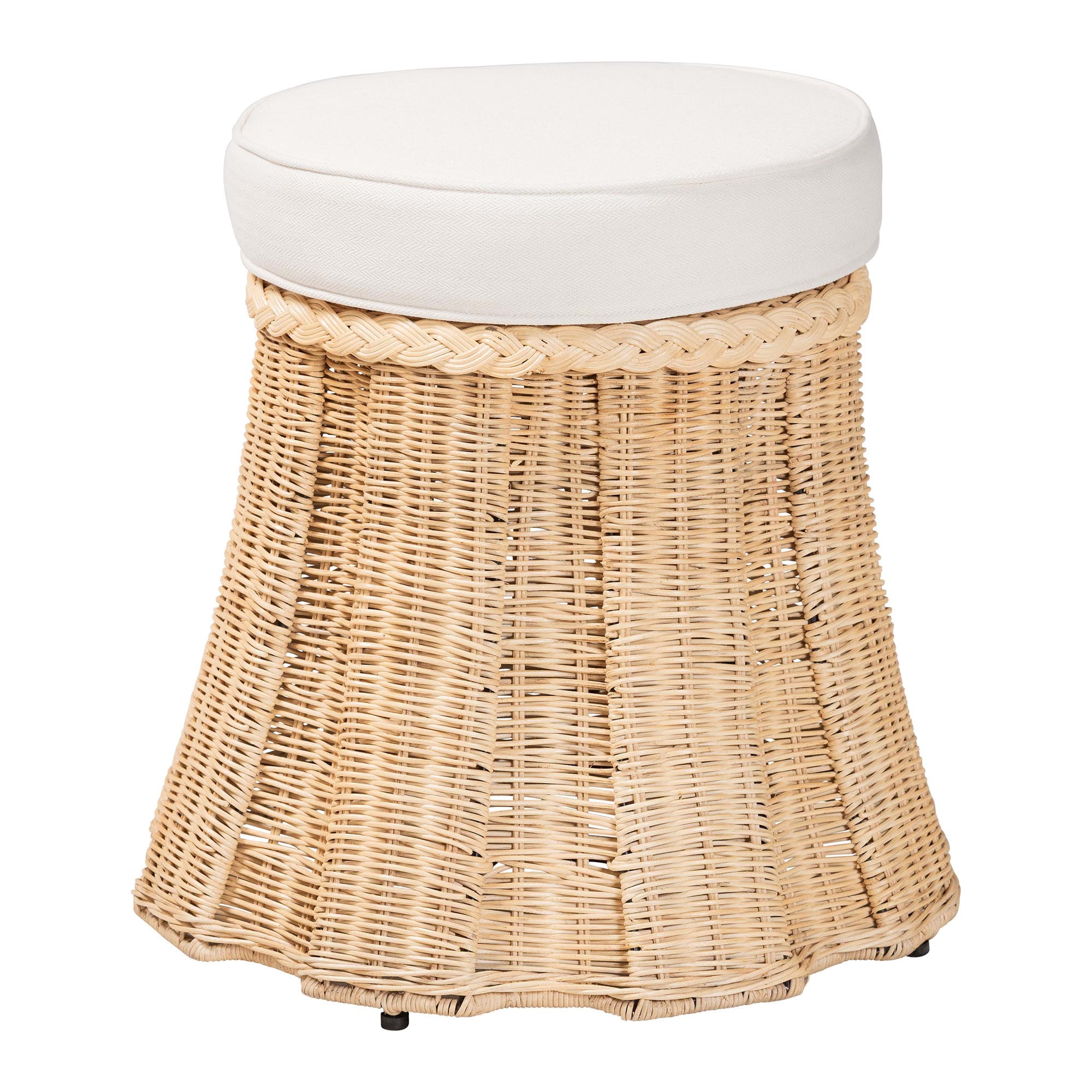 bali & pari Ying Boho Ottoman, Small, Natural Brown