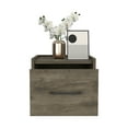 thumbnail image 6 of Calion Floating Nightstand for Bedroom | Dark Brown Engineered Wood | 13.2"W x 13.8"D x 9.8"H | Wall-Mounted with Drawer | Space-Saving Storage, 6 of 7