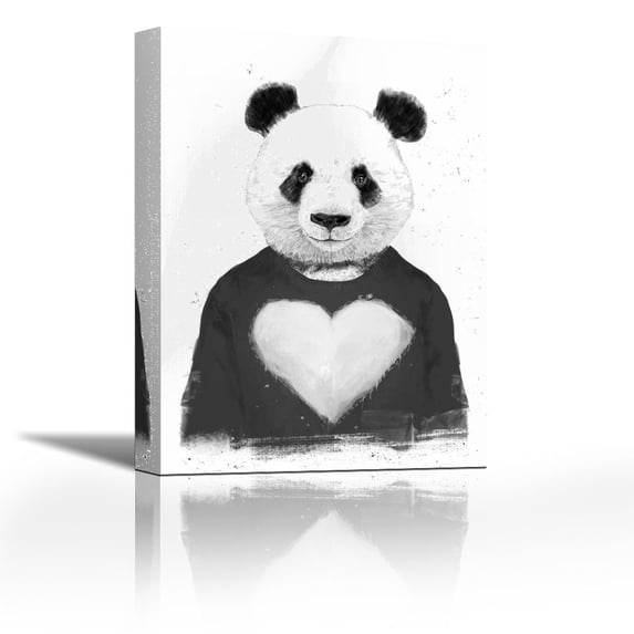 Lovely Panda - Contemporary Fine Art Giclee on Canvas Gallery Wrap - wall décor - Art painting - 26 x 36 Inch - Ready to Hang