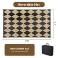 thumbnail image 4 of BERTHMEER 5'x8' Outdoor Rugs Waterproof Plastic Rugs Checkered Patio Rugs Straw Rugs Camping Rugs, Porch,Deck Rugs, RV Rugs for outside, Black & Brown, 4 of 6