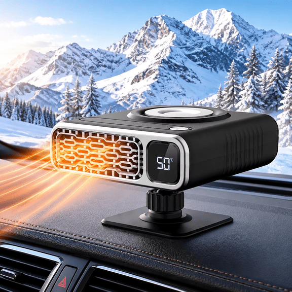 WEIJIA Car Heater 12V Digital Display Fast Heating Portable Defroster, Portable Auto Heater for Windshield Defogging & Winter Driving