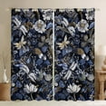 thumbnail image 1 of Erosebridal Rideaux Rétro Libellule (42x90), Floral Vintage 30 %-50 % Occultants pour Chambre, Noir Marine Gris, 1 of 6
