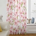 thumbnail image 6 of Pink Flowers Sheer Curtains 45 Inches Long, Watercolor Spring Botanical Floral Leaves Light Filering Curtains, Breathable Simi Curtain Privacy Drapes for Kitchen Bathroom Small Window Treatment, 6 of 9