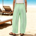 thumbnail image 7 of Hurxie Womens Wide Leg Gingham Pants Cotton Plaid High Waisted Casual Lounge Trousers with Pockets Mint Green,L, 7 of 7