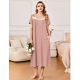 thumbnail image 5 of Ekouaer Long Nightgown for Women Short Sleeve Sleepwear Plus Size Loungewear Mumu Dress Lounge Dress with Pockets, 5 of 6
