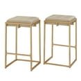 thumbnail image 3 of Weston Home Oddie Gold Finish Button Tufted Velvet Counter Height Stools, Set of 2, Beige, 3 of 11