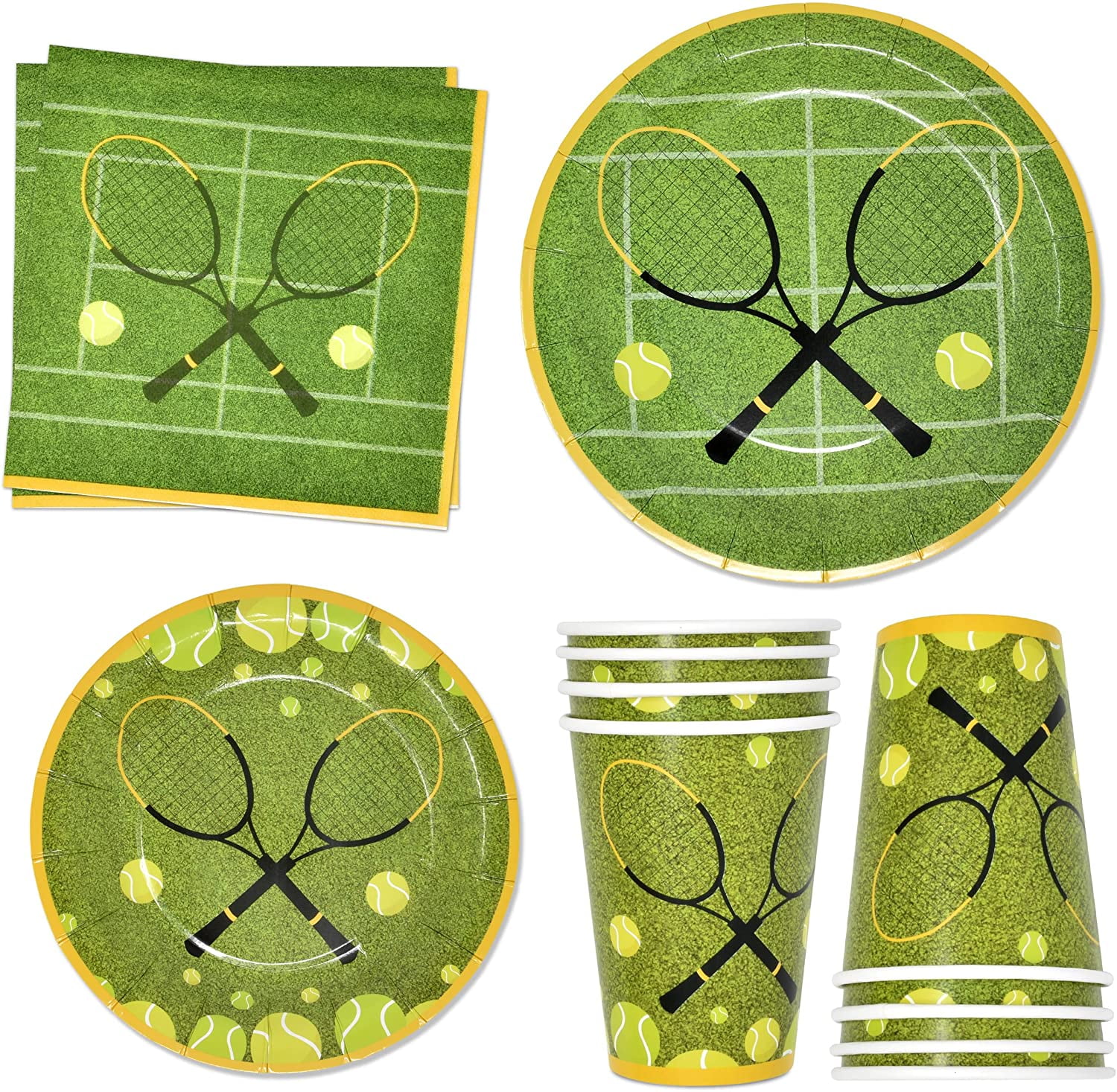 Tennis Sport Party Supplies Tableware Set 24 9' Plates 24 7' Plate 24 9 Oz.  Cups 24 Lunch Napkins Disposable Paper Goods for Tennis Ball Sports Games  Player Club Birthday Theme Dinnerware Decoration - Walmart.com