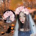 thumbnail image 2 of Diadema con Velo de Halloween TFixol Diadema con Flor de Rosa y Velo, 2 of 7