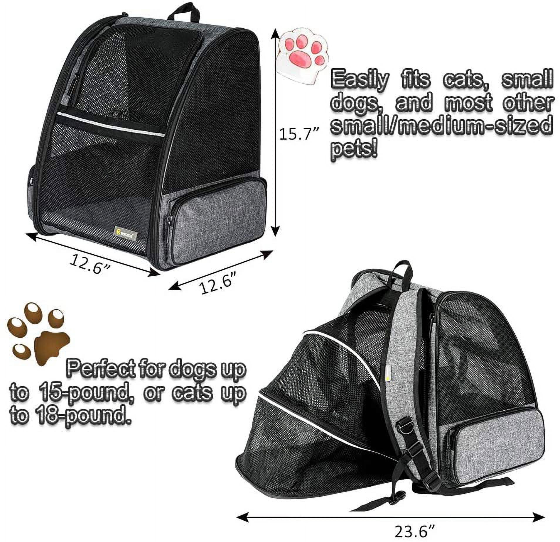 Texsens Cat Backpack Carrier, Super Breathable Carrier Backpack, Airline-Approved Bubble Cats and Puppies Backpacks, Designed for Hiking, Travel& Walking (Expandable Grsy) - image 2 of 8
