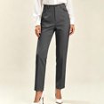 thumbnail image 5 of Taqqpue Womens High Waist Trouser Pants Dress Pants for Women Office Straight Leg Trousers Elastic Waist Dress Slacks for Women Work Casual, 5 of 10