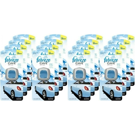 Febreze Car Vent Clips Air Freshener and Odor Eliminator, Linen and Sky -16 Pack