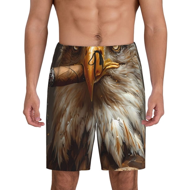 Fotbe Funny Bald Eagle Pantalones Cortos de Pijama para Hombre, Ropa de Dormir, Pantalones de Pijama Cortos para Hombre-X-Large