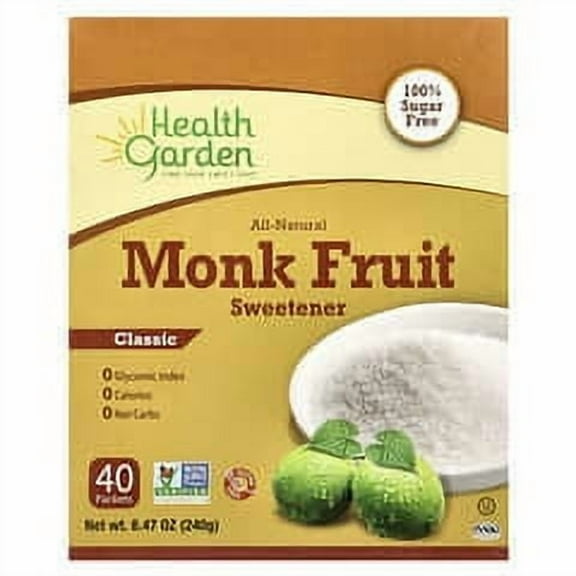 Health Garden, All-Natural Monk Fruit Sweetener, Classic, 40 Packets, 0.21 oz (6 g) Each Pack of 3