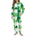 thumbnail image 2 of Girls St Patricks Day Outfit Sets Green Shamrock Print Kids Holiday Outfit Sets Long Sleeve Top & Pants Soft,Size 7 T, 2 of 9