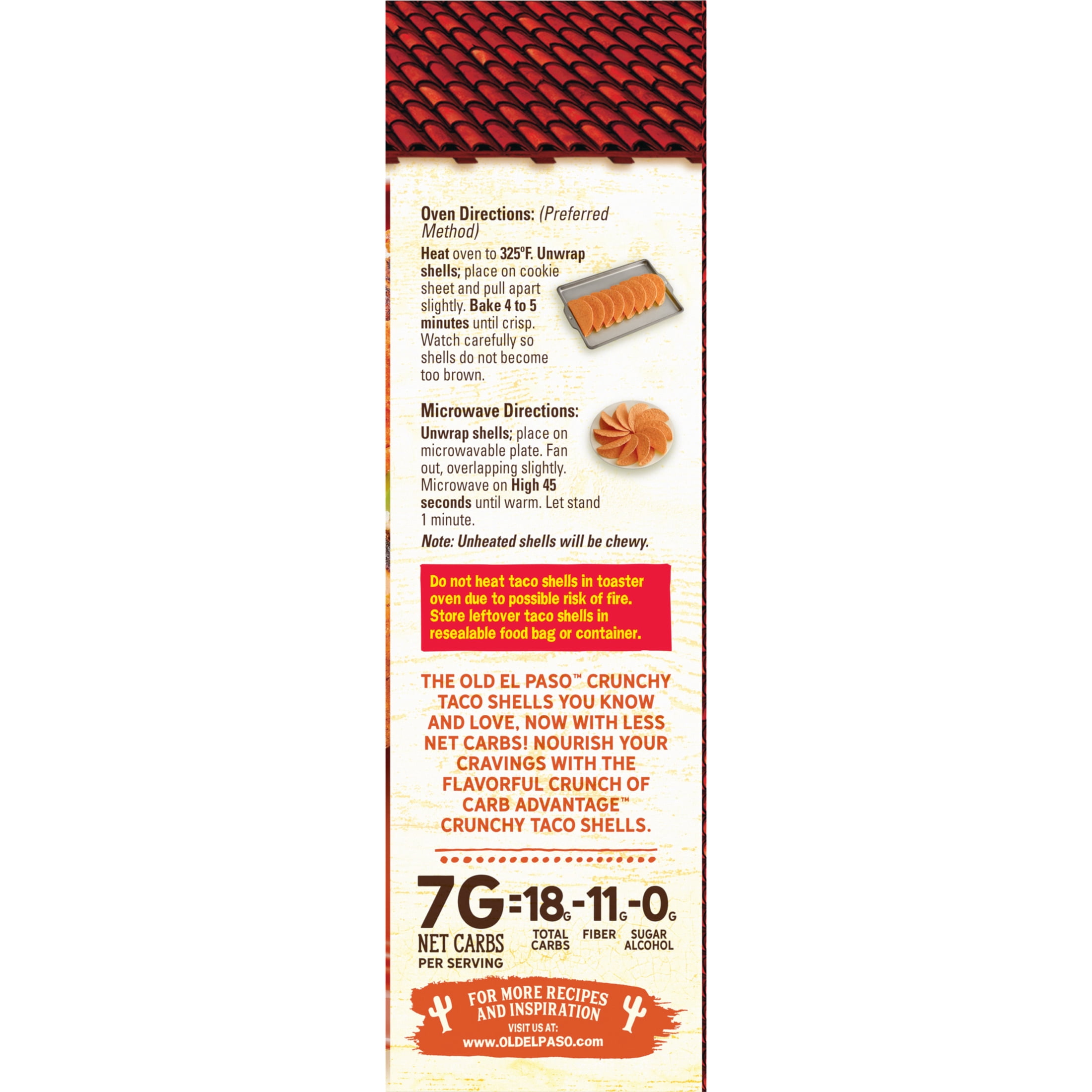 (6 pack) Old El Paso Carb Advantage Crunchy Taco Shells, Nacho Cheese Flavored, 8 Count, 3.95 oz