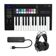 Novation Launchkey MK3 25-Key USB MIDI Keyboard Controller with Studio Headphones and 4-Port USB 3.0 Hub Bundle