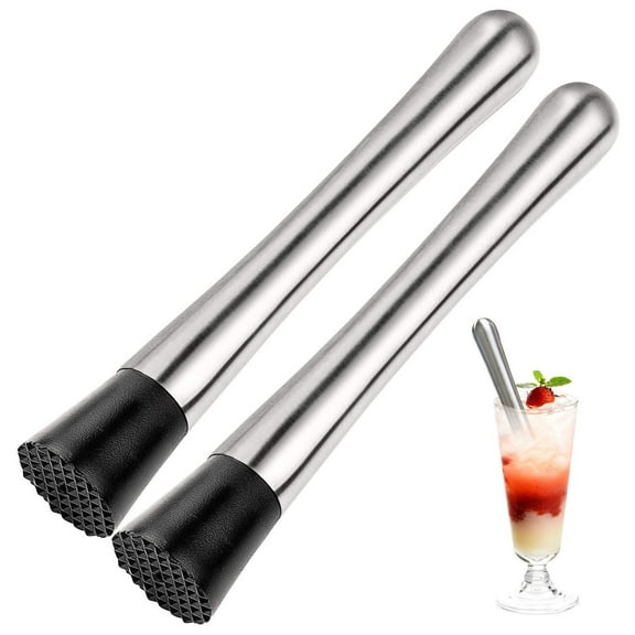 2PCS Muddler Bar Tool and Stainless Steel Cocktail Muddler 8" Long