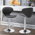thumbnail image 4 of Magshion Set of 4 Faux Leather Adjustable Swivel Barstools Dinning Counter Height Bar Stools Chrome Curved Seat Chairs, Dark Grey, 4 of 9