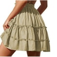 thumbnail image 4 of OSFVNOXV Mini Skirts for Juniors 2025 Boho Summer A-Line Pleated Skirt Casual Elastic High Waist Tiered Ruffle Flowy Cute Mini Skort Clearance, 4 of 7