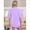 thumbnail image 5 of Women 2 Piece Outfit Summer Short Sleeve Top and Shorts Sweatsuit Set  L, 5 of 7