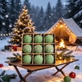 thumbnail image 5 of Hvmvliv 9 Pack Light Green Flocked Christmas Ball Ornaments with Glitter in Gift Box for Xmas Tree Decor, 5 of 6