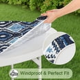thumbnail image 5 of Blue Ethnic Geometric Pattern Round Fitted Tablecloth with Elastic Edge,Dining Table Cover Waterproof,Outdoor Round Tablecloth for Camping,Dining,Indoor and Outdoor, 5 of 7