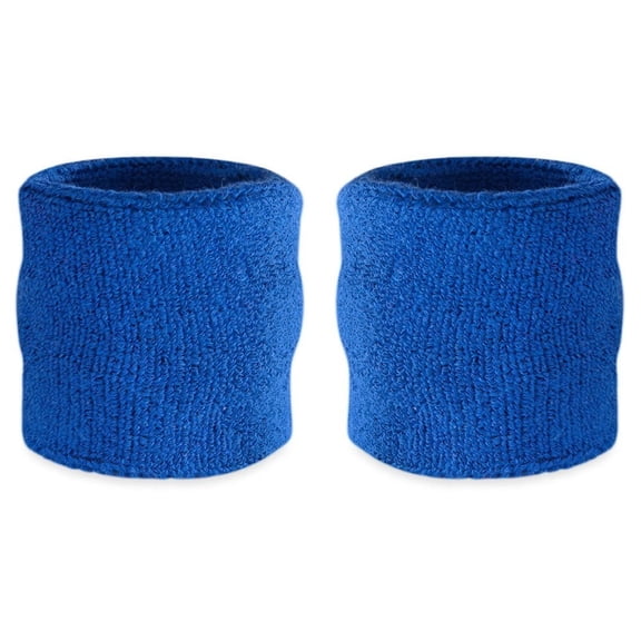 BESTSKY Wrist Sweatband - Athletic Cotton Terry Cloth Wristband Pair, Blue