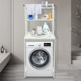 thumbnail image 2 of Over The Washer Dryer Storage Shelf 3-Tier Laundry Room Space Saver Bathroom Organizer Rack for Hanging Towels Drying Clothes Rack (White+Marble), 2 of 8