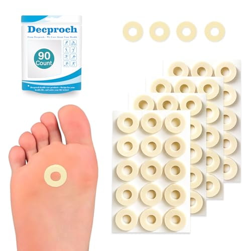 Callus Cushions, Round Corn Pads, Foam Padding with Self-Stick Adhesive, Protects Toes, Foot and Heel from Rubbing and Friction, Pain Relief from Calluses, Corns, Blisters (90 Count, Small Size)