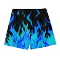 thumbnail image 5 of Ecqkame Men's Swim Shorts Casual Loose Flame Printing Loose Sports Shorts Fashion Elastic Waist Drawstring Beach Shorts Light Blue L, 5 of 9