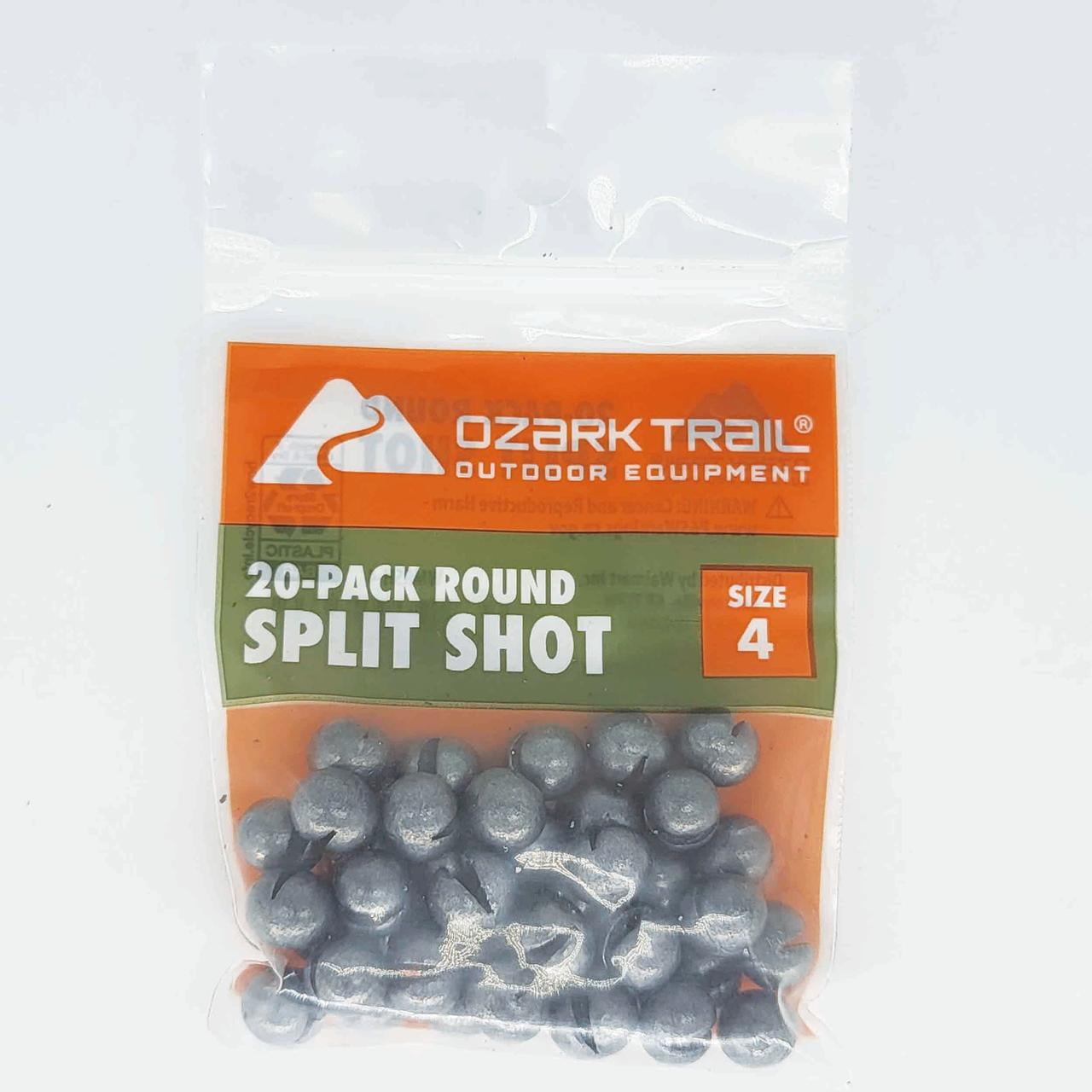(8 pack) Ozark Trail Round Split Shot Size 4, Fishing Lead Weight, Product Size 0.30x0.33in