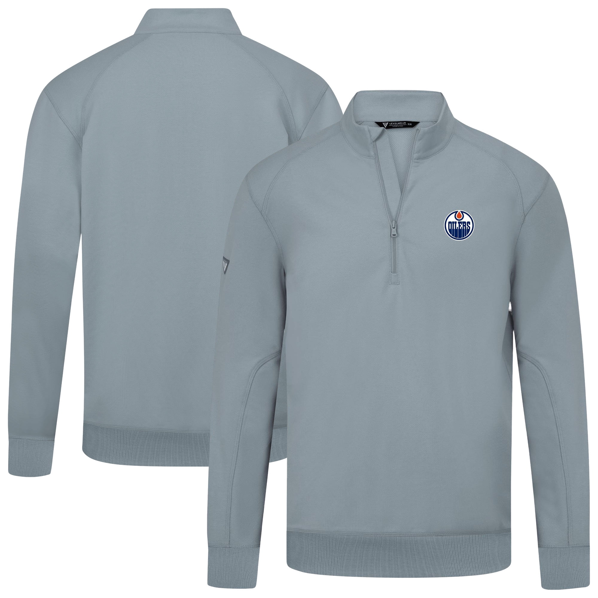 Men's Levelwear Gray Edmonton Oilers Upright Tri-Blend Quarter-Zip Pullover