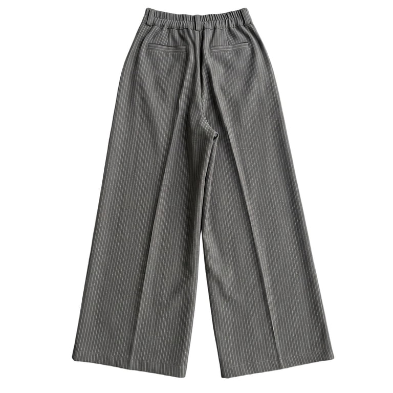 Rhuody Mens'S Pant Elastic Waist Pinstripe Dress Wide Leg Baggy