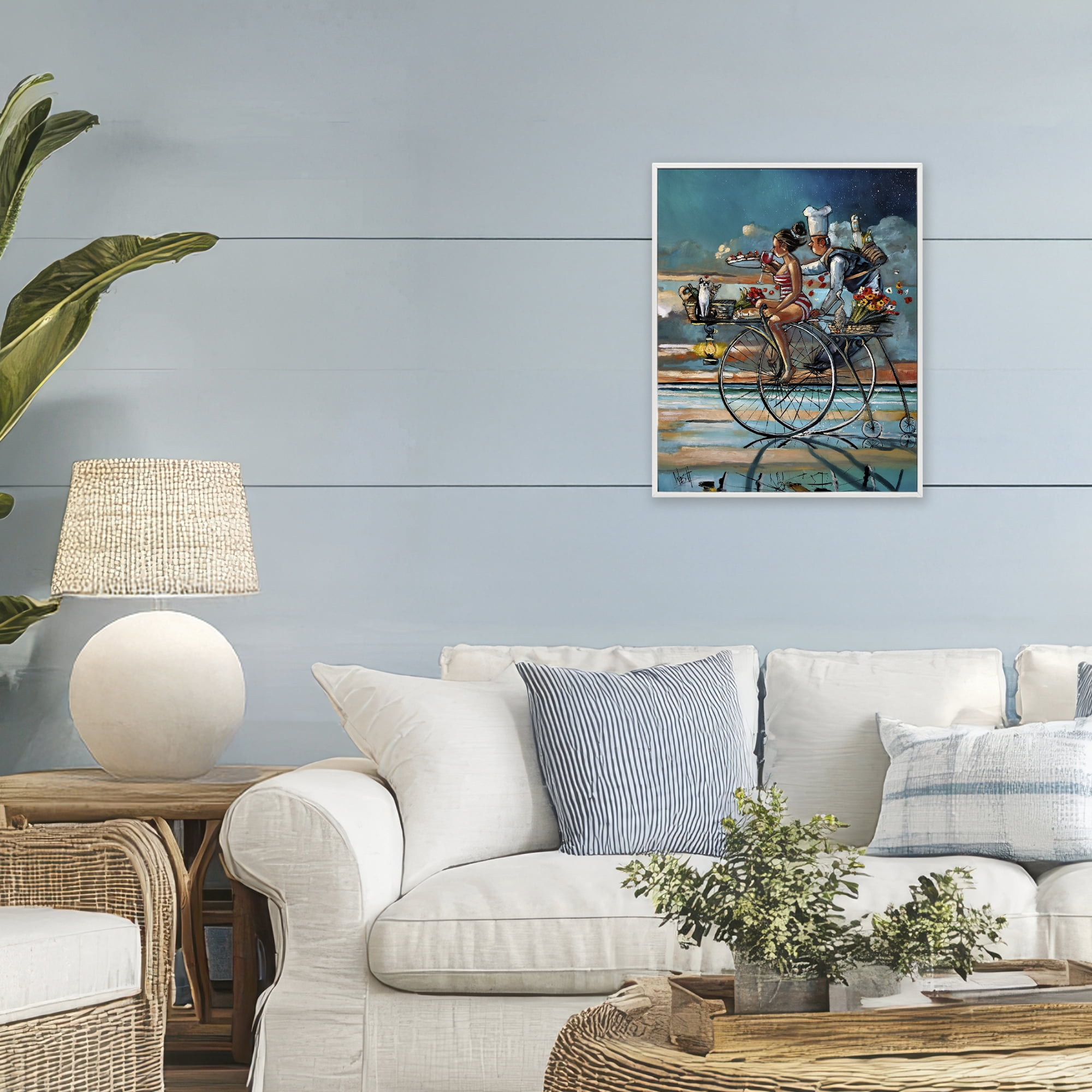 Stupell Industries Zaan's Dream Seaside Bicycle Ride White Framed Giclee Art, design by Ronald West