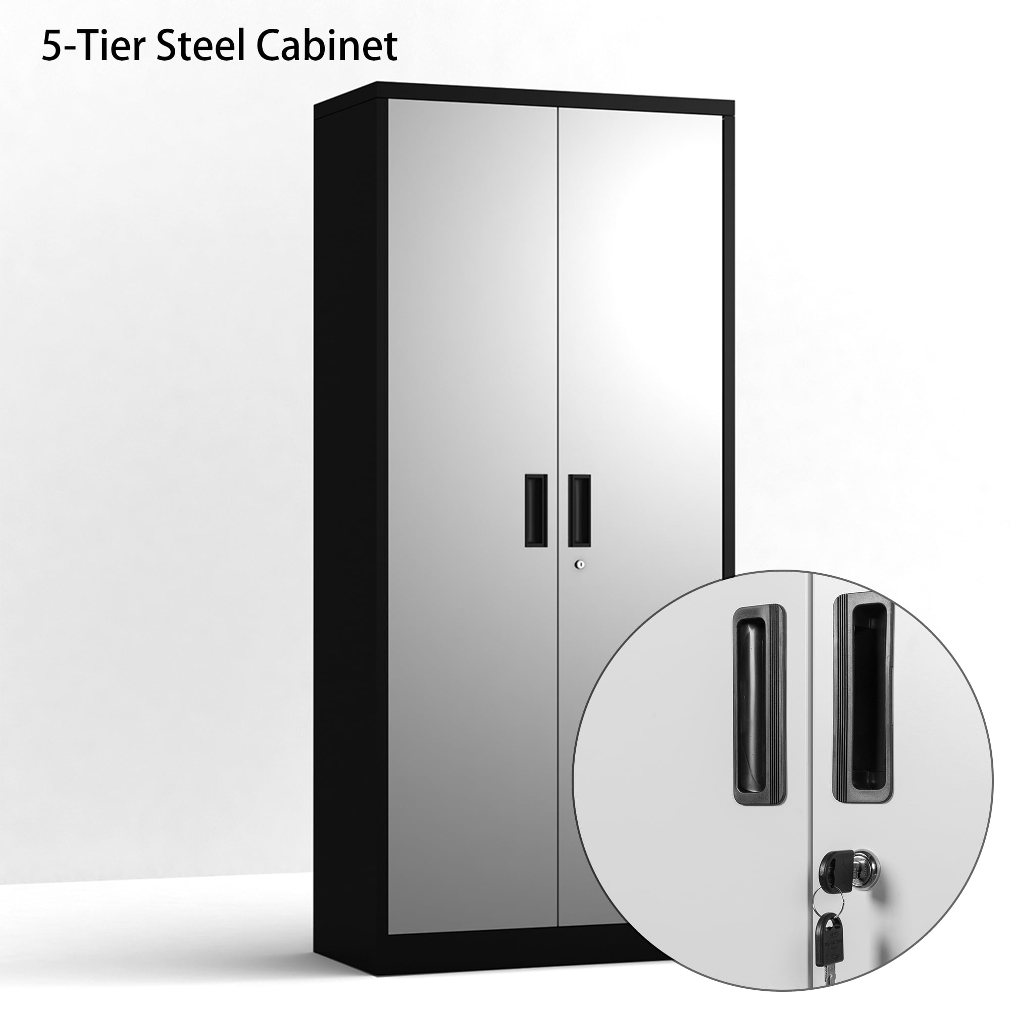 Locking Storage 5 Tiers Freestanding Steel with Doors