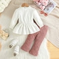 thumbnail image 5 of RUTAYY Toddler Girls Clothing Sets 2-Pack Cute Bow Striped Top and Knit Pants Outfit Soft Comfortable Casual Playwear Versatile Vacation Outfit Sets, 5 of 8