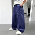 thumbnail image 2 of CONROSES Girls Baggy Cargo Pants Wide Leg Hiking Pants for Girls Trendy Solid Elastic Waist Drawstring Outdoor Jogger Pants With Pockets, 2 of 6