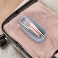 thumbnail image 3 of Bolso de viaje de cuero azul con soporte para brochas de maquillaje Soimeat, transparente, 3 of 7