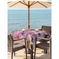 thumbnail image 3 of Outdoor Tablecloth with Umbrella Hole for Patio/Picnic/Party/Camping, Farmhouse Flowers Waterproof Table Cloth Square Cover Washable, Spring Watercolor Purple Pink Floral Beige (60"x 60"), 3 of 8