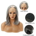 thumbnail image 6 of Unique Bargains Lace Front Lightweight Wigs Medium Long Straight Bob for Women Gray, 6 of 8