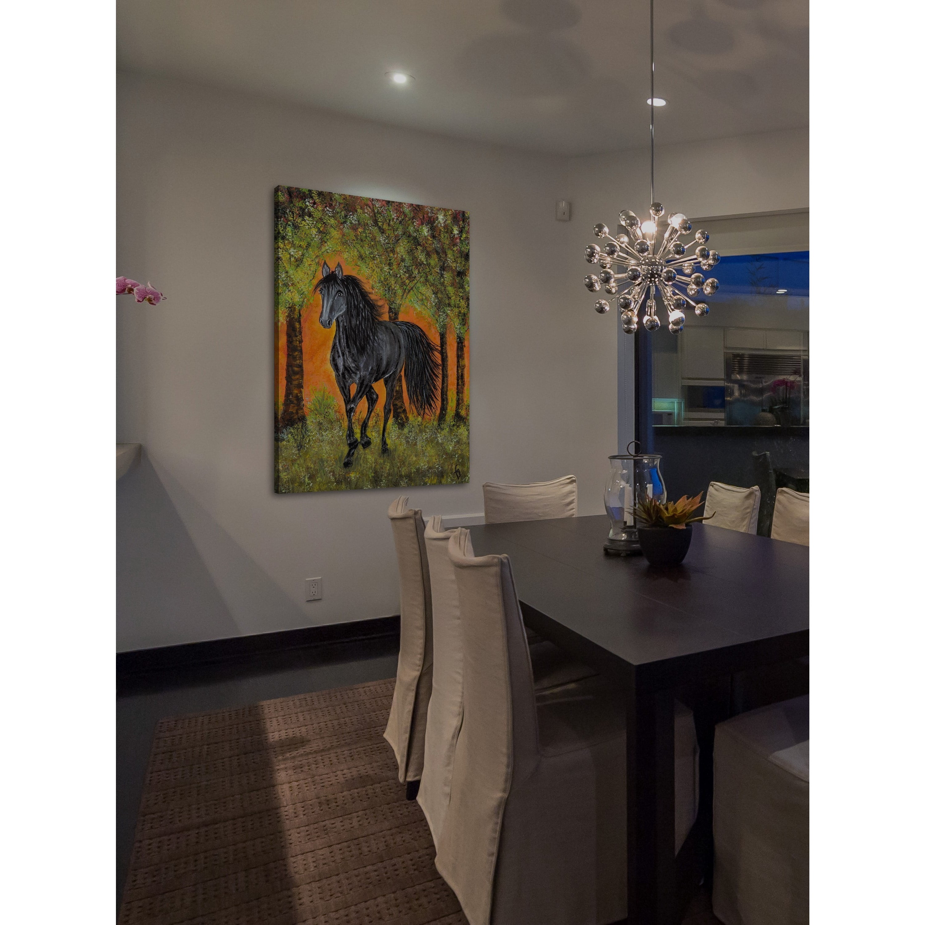 "Bluejean Friesian Horse" Painting Print on Wrapped Canvas