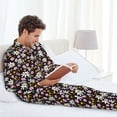 thumbnail image 6 of Naloa Daisies Flowers Men’s Pajamas Set - Long Sleeve Button Down Sleep Shirt and Pajama Bottoms Sleepwear Set-XX-Large, 6 of 7
