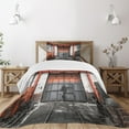 thumbnail image 3 of Ambesonne Industrial Quilted Bedspread Set 2 Pcs, Old Door Entrance Scene, Twin Size, Orange White and Grey, 3 of 6