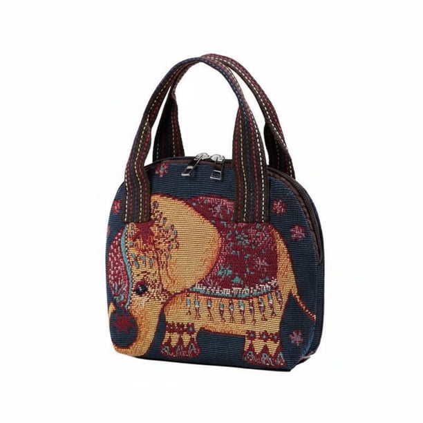 predolo Bolso de Mano Estilo Étnico Artesanía Tejida Bolso de Mano Pequeño Ligero para Mujeres, Uso Diario, Compras, Paseos