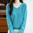thumbnail image 6 of HAiming Women Sweater V Neck Long Sleeve Casual Solid Color Soft Pullover Blouse Loose Trendy Clothes, 6 of 6