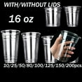thumbnail image 1 of 16oz Clear Disposable Plastic Cups - Cold Party Drinking Cups Clear Plastic Cups PET Crystal Clear Disposable, 1 of 8