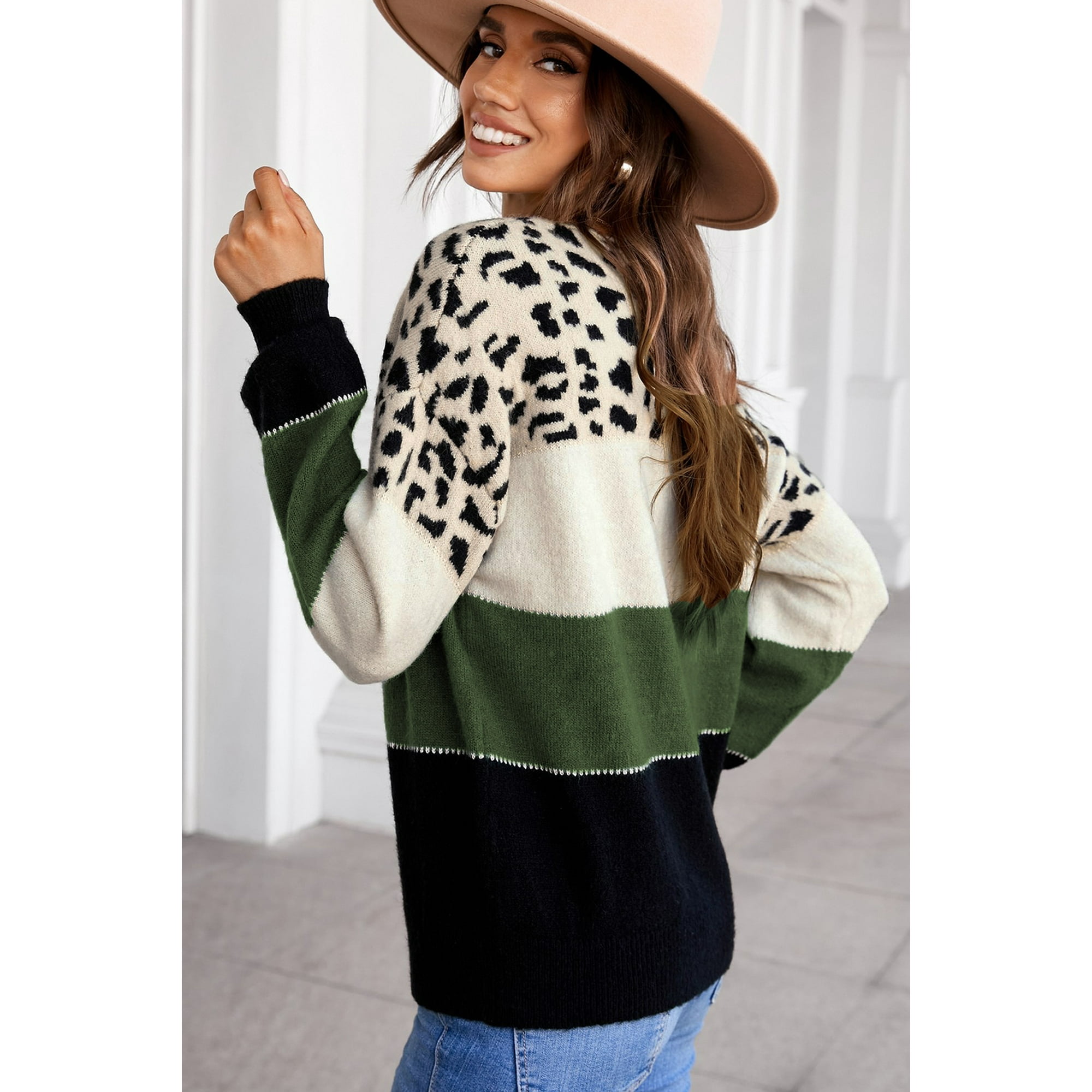 Green leopard sweater deals