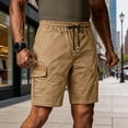 thumbnail image 5 of Fgvctg Work Shorts for Men Elastic Waistband Casual Summer Hiking Beach Cargo Short Stretch Waistband Breathable Relaxed Fit Shorts Drawstring Work Lightweight Pants with Pockets,Khaki,L, 5 of 5